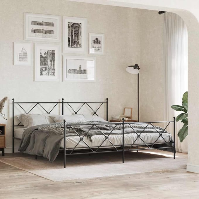 vidaXL - Vervangend - hoofdbord - 180 - cm - metaal - zwart