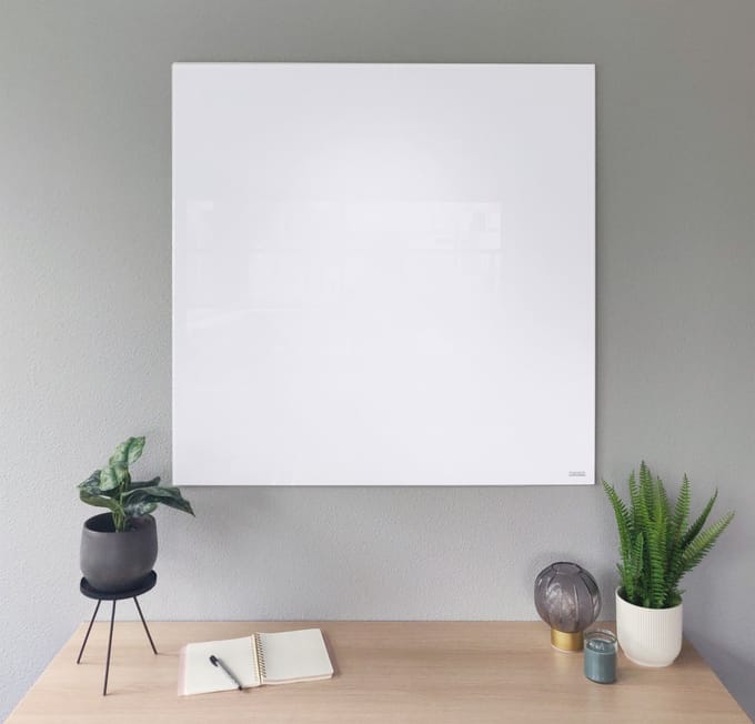 DESQ® Design Glasbord Magnetisch - 100 x 100 cm - Afgeronde randen - 3D look - Helder Wit