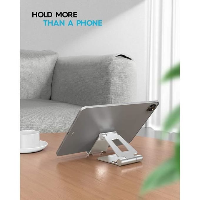 Nulaxy Telefoonhouder Bureau, Draagbare Smartphone Standaard Tafel, Zwart Telefoonhouder Dock, Verstelbaar Universeel Aluminium Su