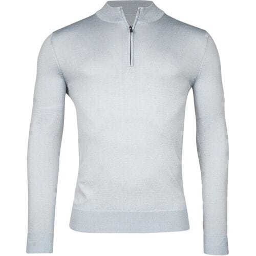 Thomas Maine Trui Merino Half Zip Single Knit Licht Blauw Melange / male