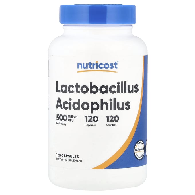 Nutricost, Lactobacillus acidophilus, 500 millions d'UFC, 120 gélules