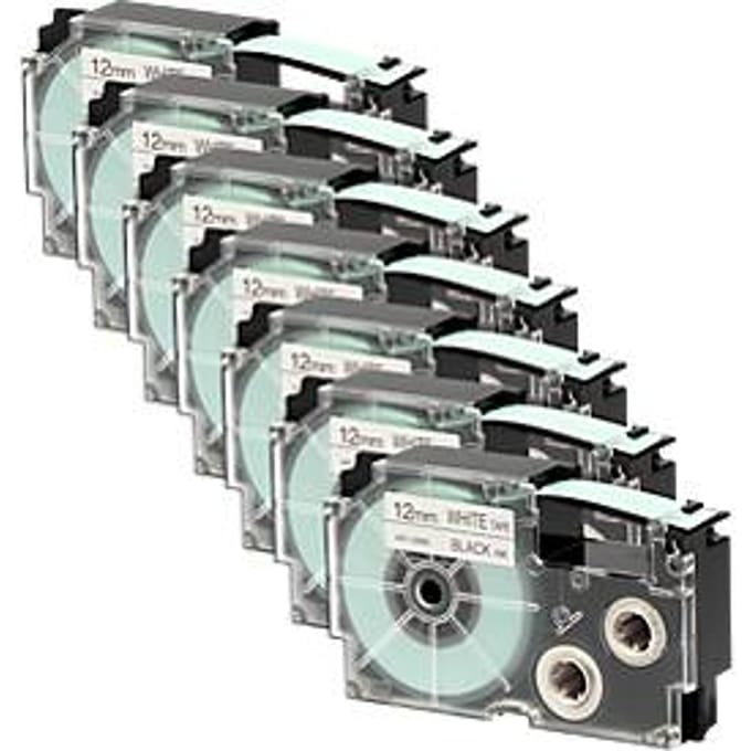 CASIO® voordeelpakket labeltape XR-12WE1 12 mm, 6 + 1 GRATIS