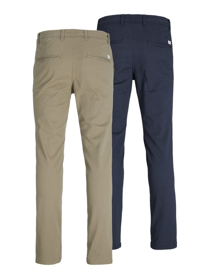 JACK&JONES Heren Multi-Pack Broeken, Marco Paspelzakken Lage Taille Chino's, 2 Pack