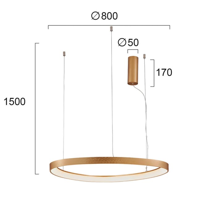 Viokef LED hanglamp Loop, goud, Ø 80 cm