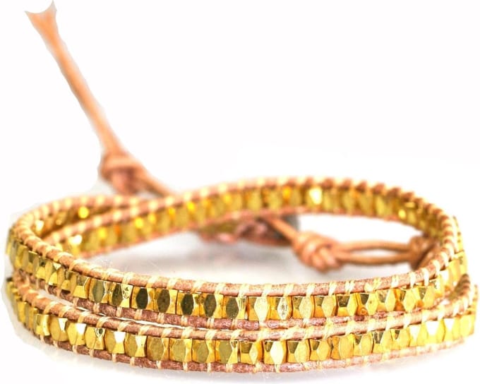 Dames armband - Ibiza - wrap Leer met stenen en verstelbare sluiting (fits all)