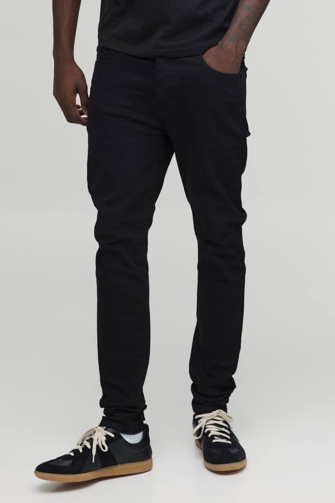 Essential Skinny Fit Stretch Washed Jeans | True Black | Size 48R