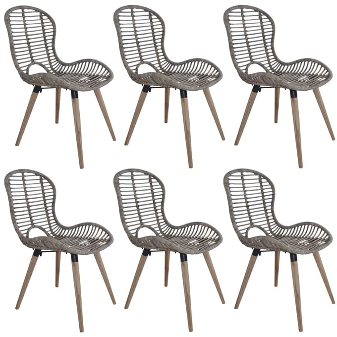 vidaXL - Eetkamerstoelen - 6 - st - natuurlijk - rattan - bruin