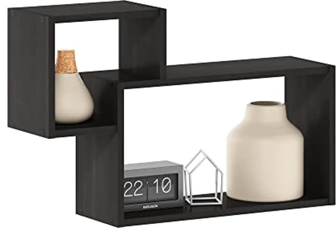 Zwevende Decoratieve Wandsteunen Set van 2 - Interweave Planken in Espresso