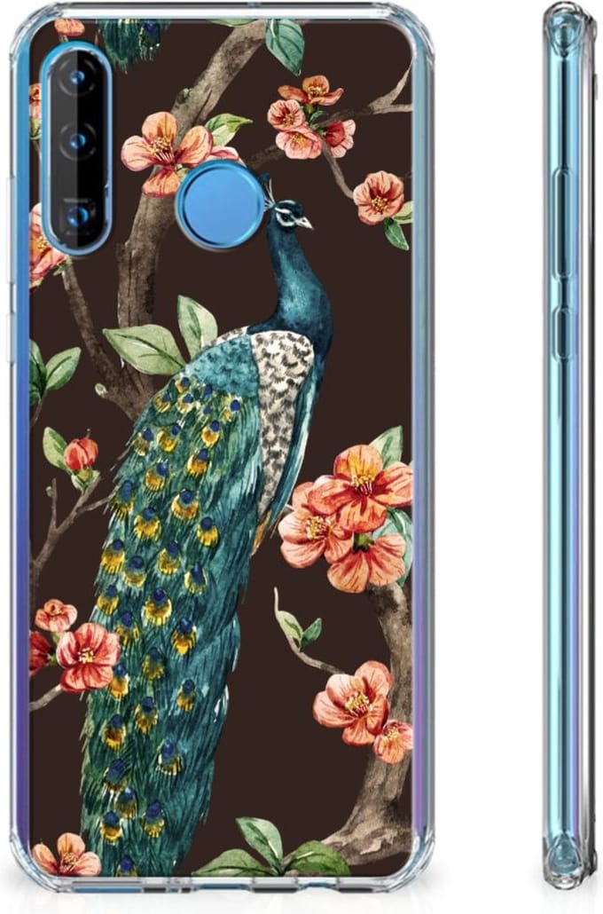Huawei P30 Lite Case Anti-shock Pauw met Bloemen