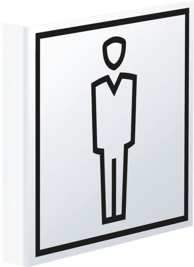 WC heren haakse bord - kunststof - 150 x 150 mm
