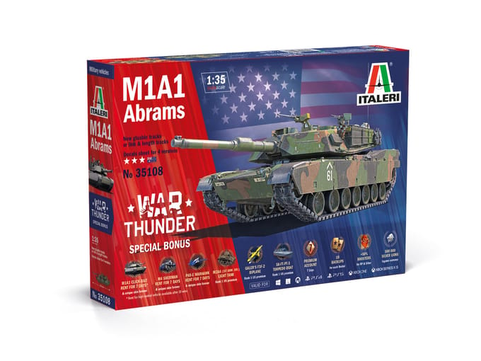 Italeri War Thunder M1A1 Abrams Plastic Model IT35108 1/35 (Tank) red