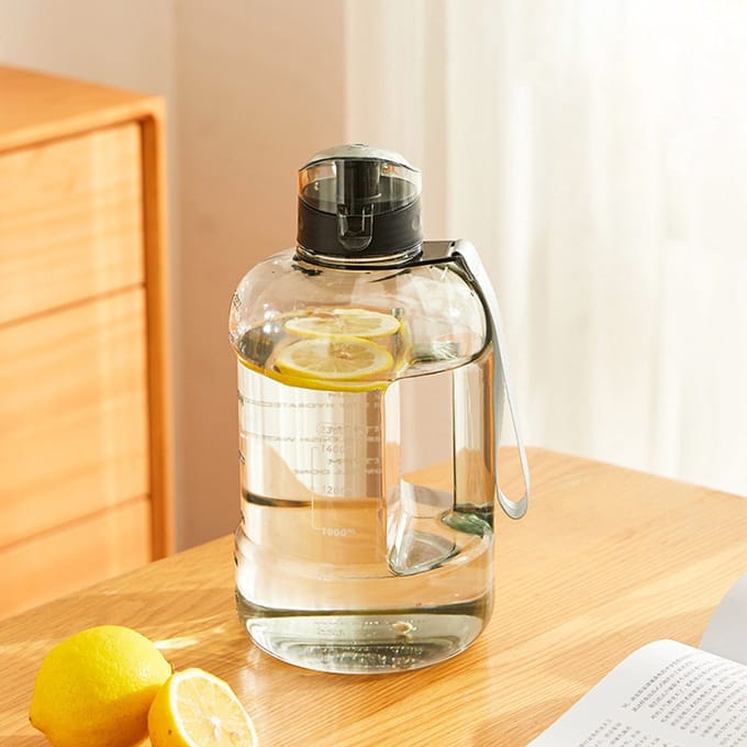 Sportwaterfles, drinkbeker, draagbare thermosfles, 1,5 liter, zwart