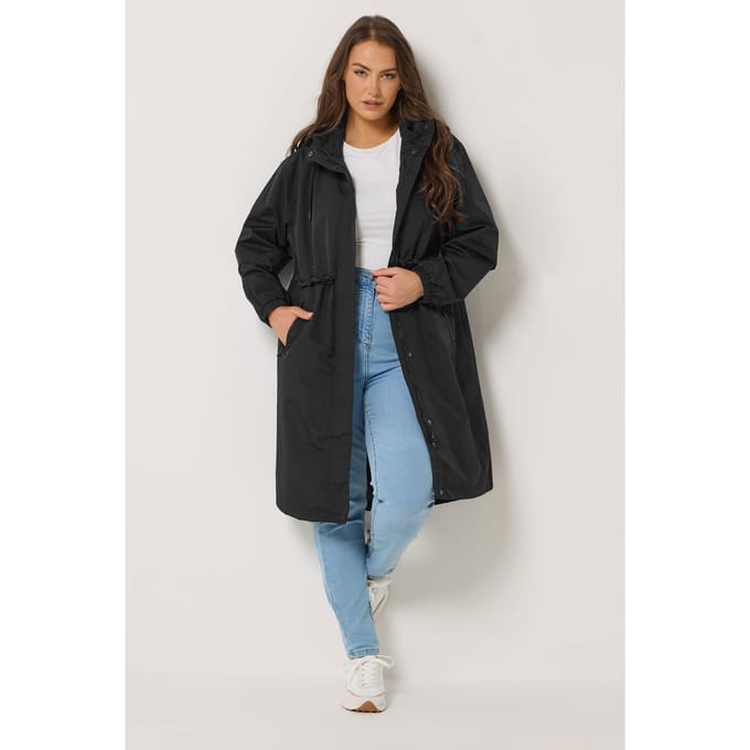 Yours Zwarte Waterdichte Jas In Lang Model Size 42
