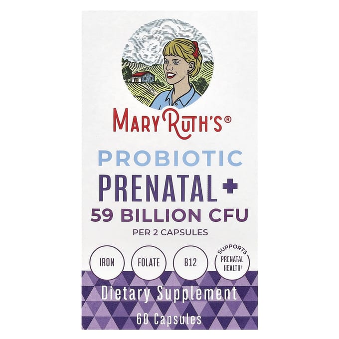 MaryRuth's, Probiotique Prénatal+, 59 Milliards d'UFC, 60 Capsules (29,5 milliards d'UFC par capsule)