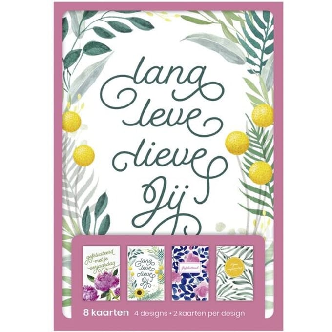 Hallmark wenskaarten | lang leve lieve jij | blister van 8 stuks