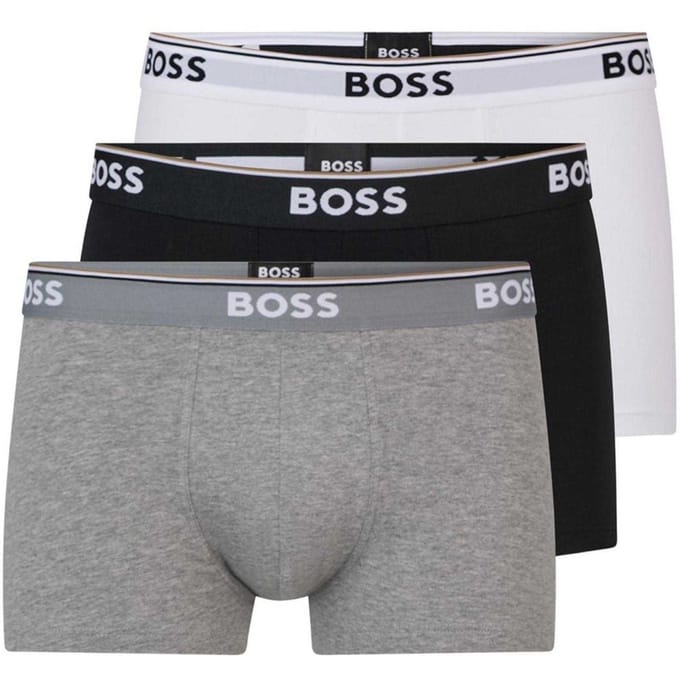 Boss Heren Bodywear Logo Boxershorts (Set van 3) (Zwart/Wit/Grijs)