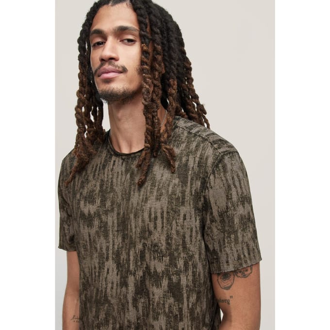 John Varvatos Ramsey Ss Ikat Burnout Cr Kelp Taglia: S | Magliette basic Outlet | Uomo