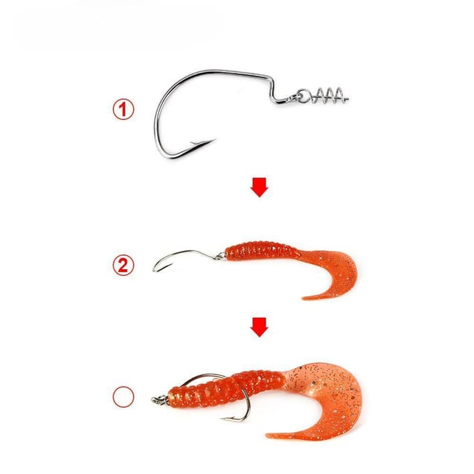 50 stuks/partij Spring Lock Pin Crank Hook Fishing Connector RVS Wartels & Snap Soft Bait white