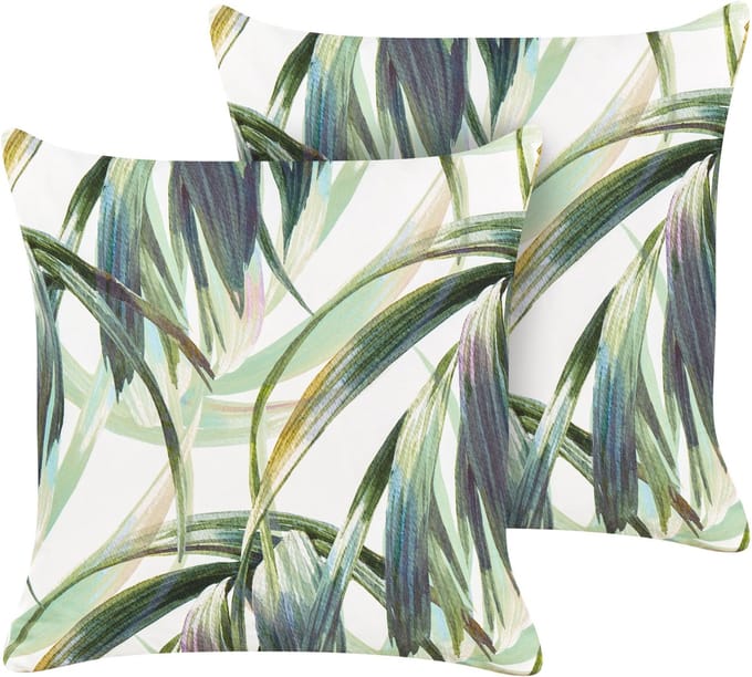 CALDERINA - Tuinkussen set van 2 - Groen/Wit - 45 x 45 cm - Polyester