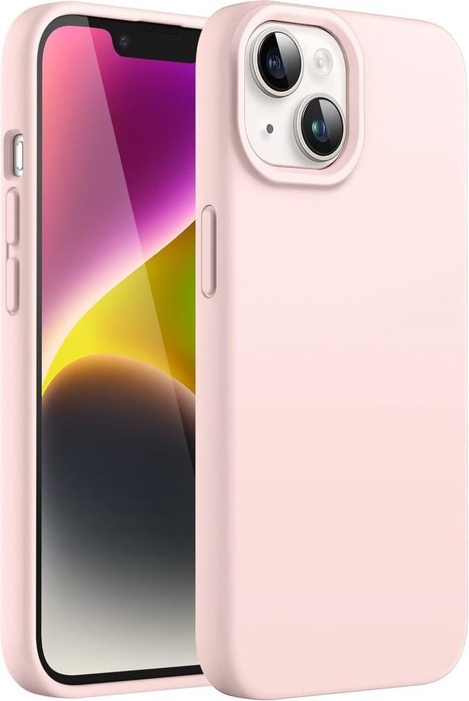 Solid hoesje Soft Touch Liquid Silicone Flexible TPU Cover - Geschikt voor: iPhone 14 - Lichtroze