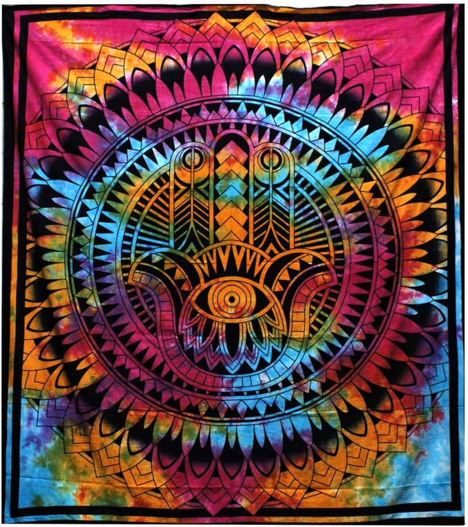 Dubbele katoenen sprei + wandhanger - Hamsa