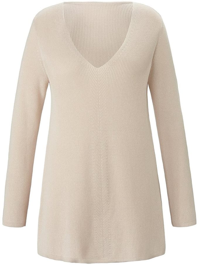 Trui in A-lijn V-hals Van Emilia Lay beige