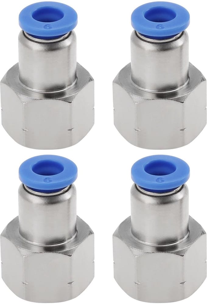 Allecto - Push Fit Pneumatische Connector - 4 Stuks - 6mm Buis