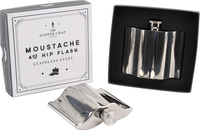 CGB - Dapper Chap Moustache 4oz Hip Flask (One Size) (Silver)