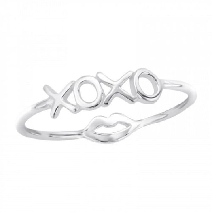 zilveren ring xoxo lip ringmaat 17,8