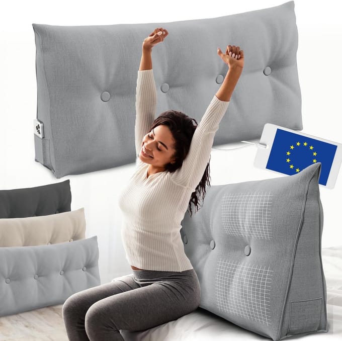 Extra Breed Rugkussen 120 cm - Comfortabel Hoek- en Steunkussen voor Bed en Bank