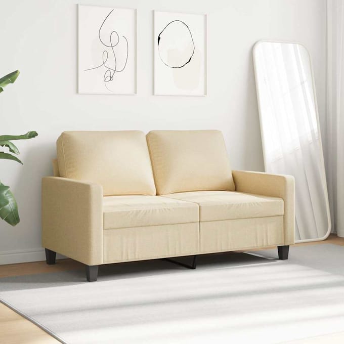 vidaXL - Tweezitsbank - 120 - cm - stof - crèmekleurig