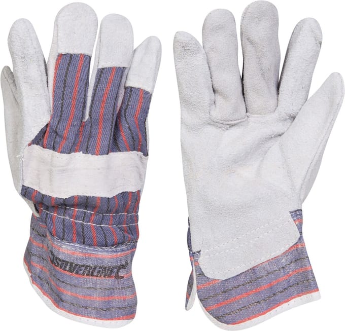 Silverline Werkhandschoenen - Chroom leer - Knokkelbescherming - Maat 10 - Large
