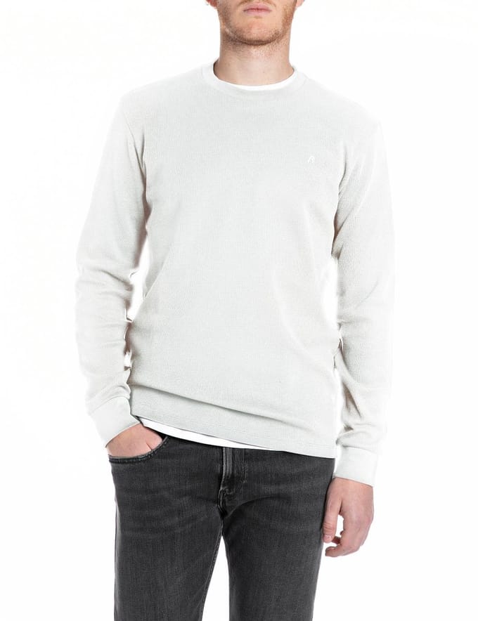 Replay Heren Longsleeve regular fit Wit S Ronde Hals Volwassenen