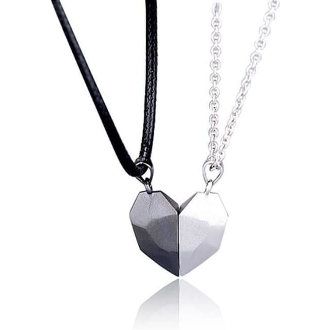 Collier - AS shown - 2 pièces - Argent - Mixte - Amoureux coeur pendentif white