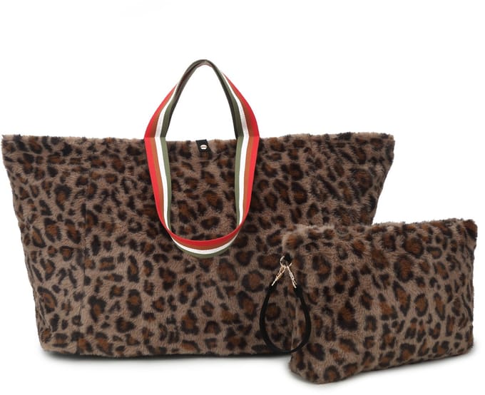 Giuliano kunstlederen handtas met binnen tas Kaoline - Dames - Panter vacht