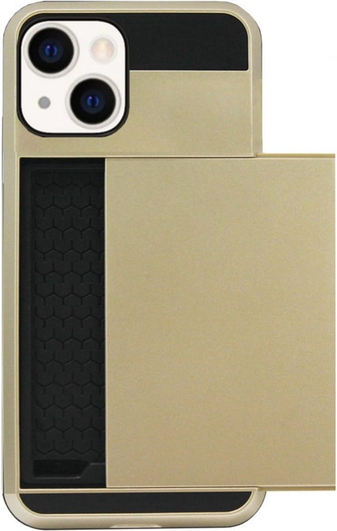 ADEL Kunststof Back Cover Hardcase Hoesje Geschikt voor iPhone 14 Pro Max - Pasjeshouder Goud