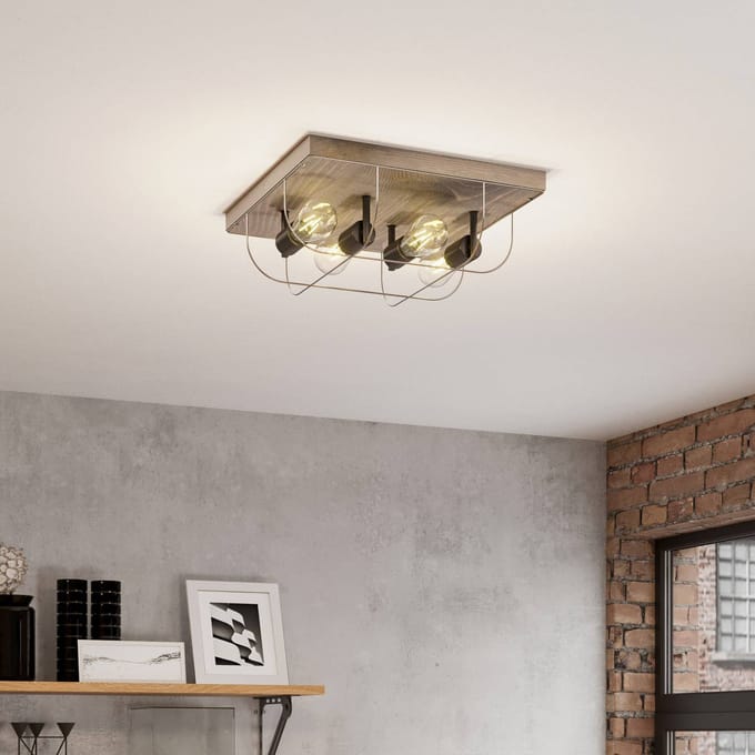 Envostar Neptuna plafondlamp, vierkant, 4-lamps.
