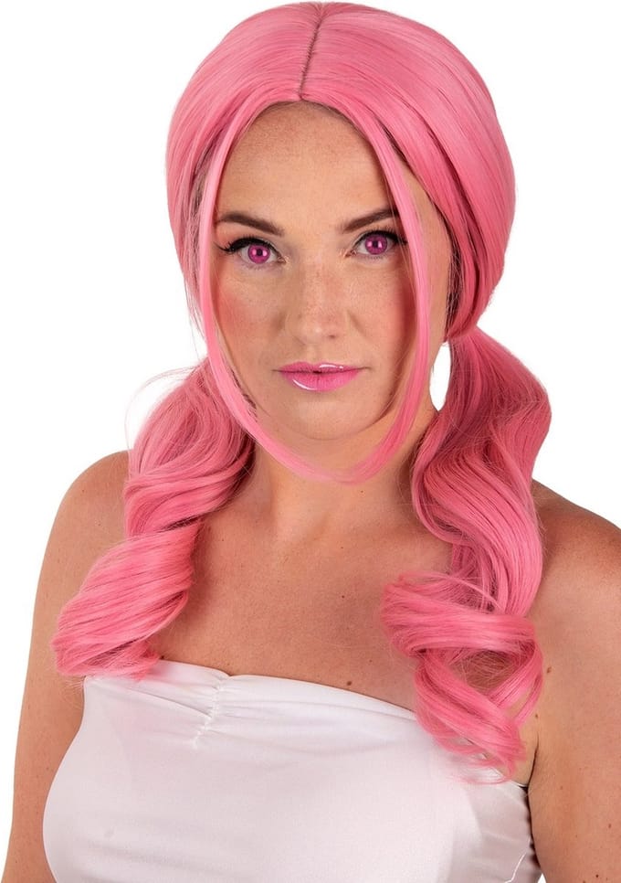 Pruik Raewyn Roze - luxe - cosplay - carnaval
