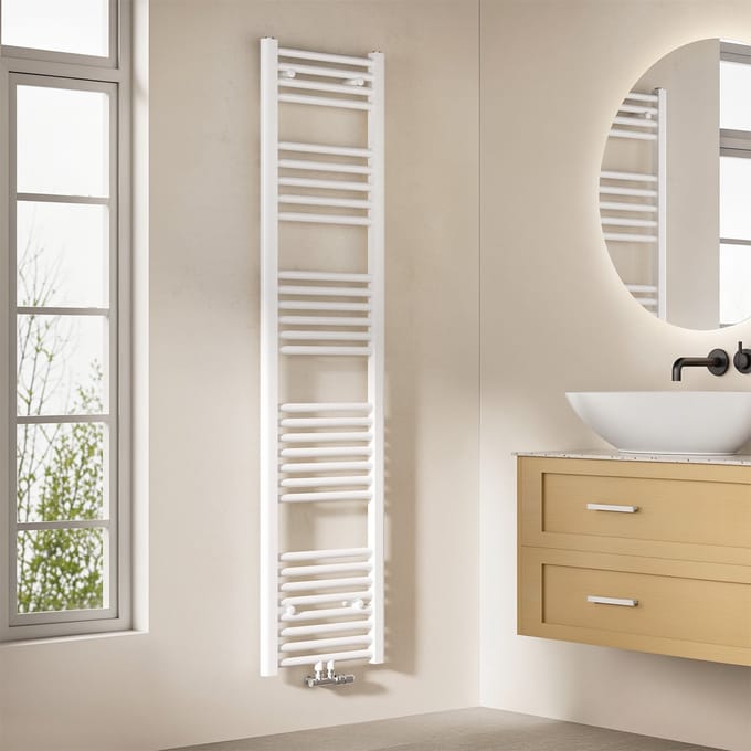 EMKE Handdoekradiator - 160x40 cm - 547 W - Glans Wit - CV Badkamer Radiator - Midden/ Zij- Aansluiting