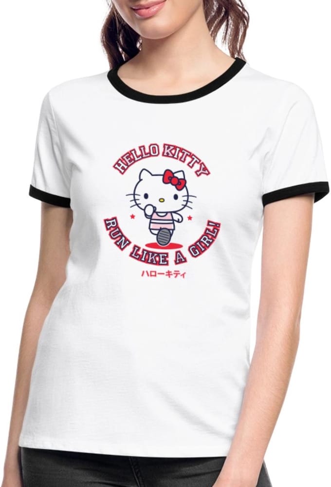 Hello Kitty Run Like A Girl Vrouwen Contrast Shirt