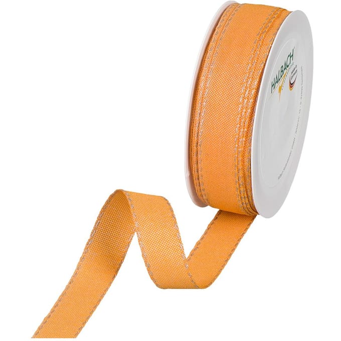 Lint met linnen rand - Oranje