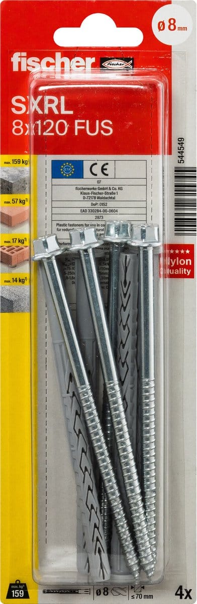 Fischer 544549 SXRL 8 x 120 FUS K NV Constructie plug 120 mm 1 set(s)