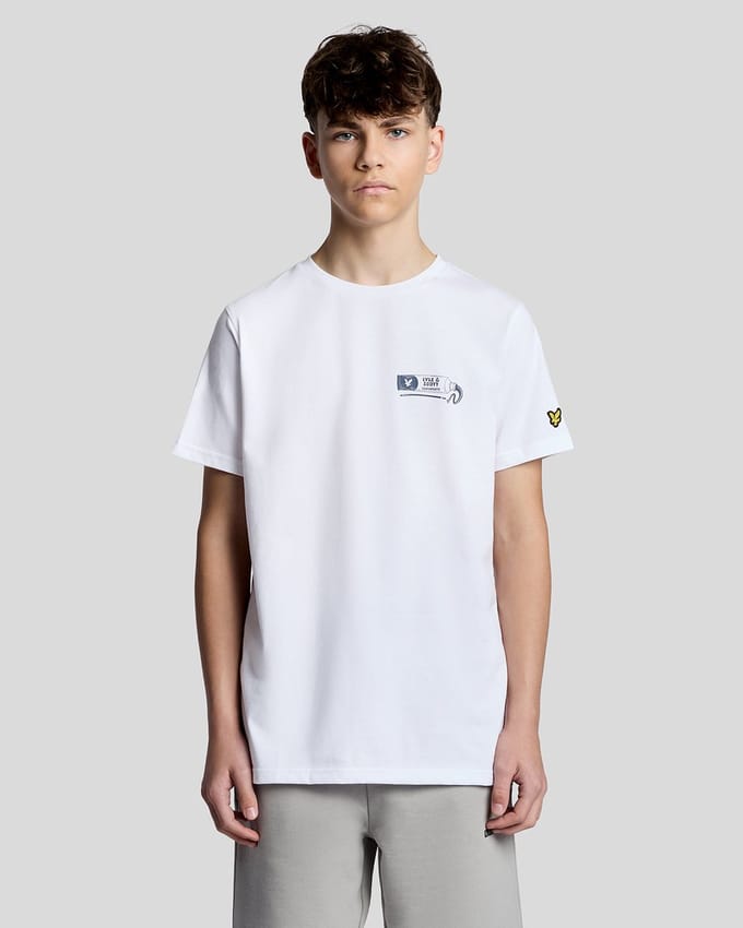 Lyle & Scott - Jongens t-shirt - Maat 8/9 - Jongens - wit -