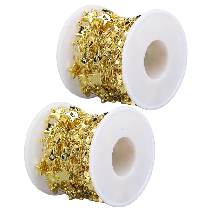 2 Rollen Ster Kralen String Slinger 10m Lengte Knipbaar Decoratieve Kralen Slinger voor Bruiloft Kerst goud