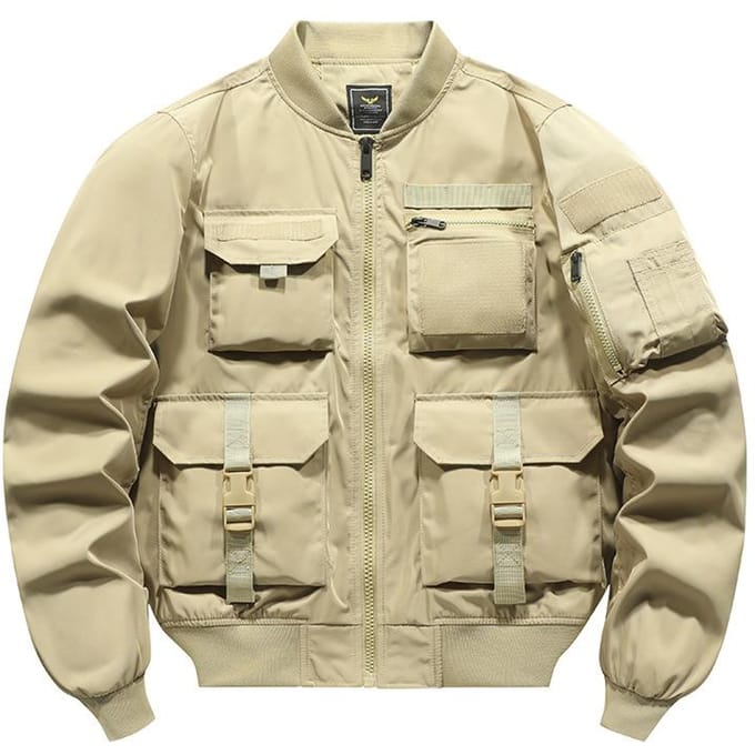 Bomberjack Heren Baseballuniform Multi-zak Werkjas Functionele Jas Drievoudig Bewezen Aanvalstop 4XL beige