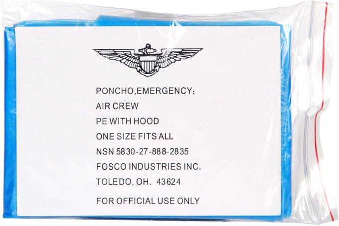 Fosco Noodgeval Poncho - Transparant Blauw - One Size Fits All