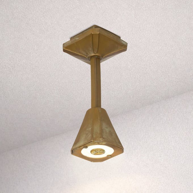Moretti Luce LED buiten plafondlamp Silva Frame, hoogte 26 cm, antiek messing