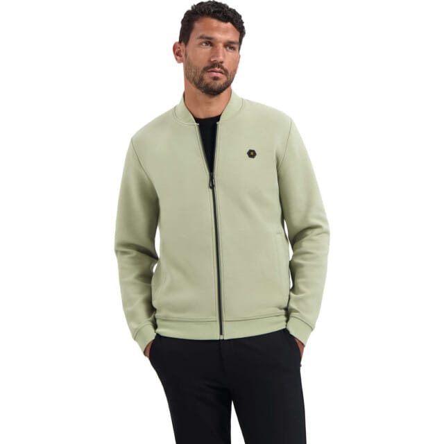 No Excess Sweater Full Zipper Pique Bomber Light Moss Größe: L | Pullover Outlet | Herren