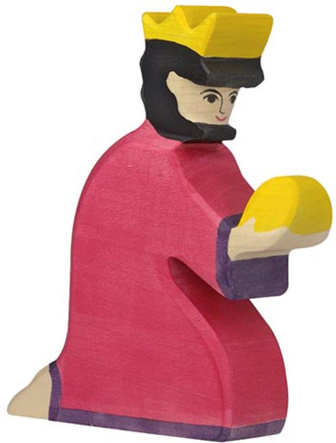 HOLZTIGER Kerstmis - Balthasar Rood - 13X3X14Cm - Houten Figuur - Handgemaakt