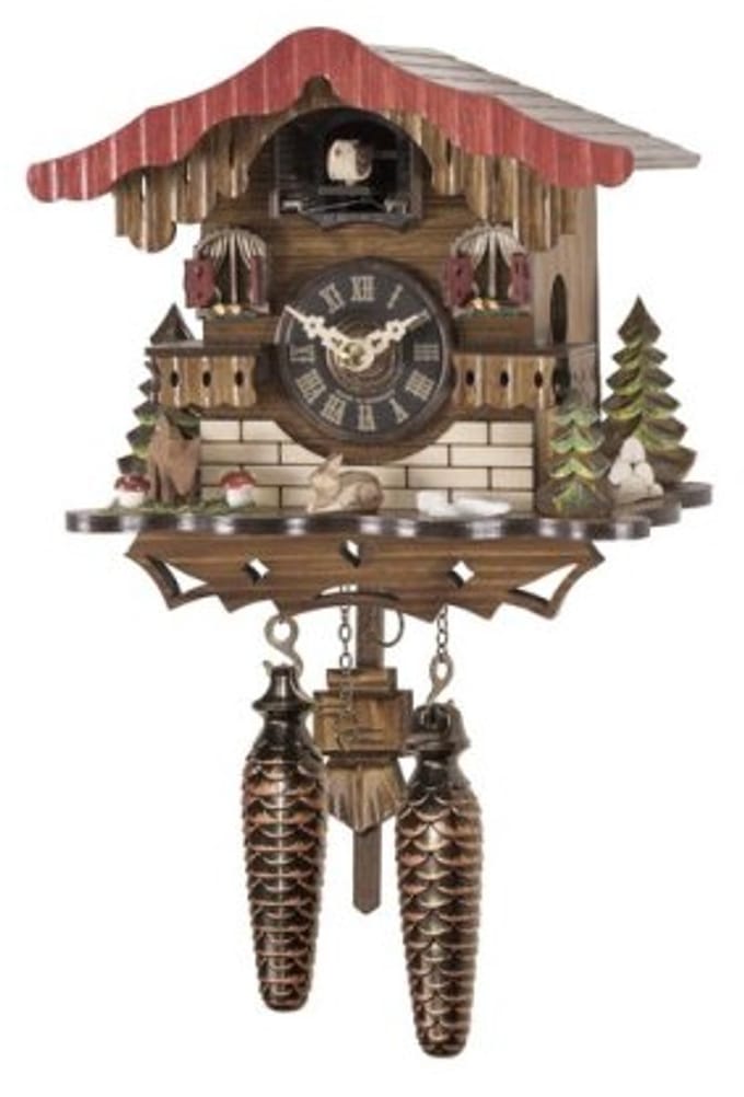 Engstler - 454_Q - Koekoeksklok - Kwarts - Notenhout - 18,5 cm